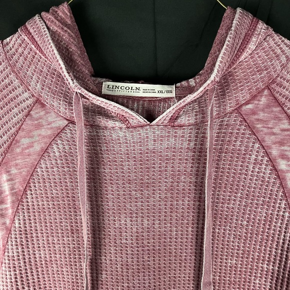 Lincoln Outfitters Lightweight Long Sleeve Distressed Hoodie, Mauve | XXL - Picture 2 of 13